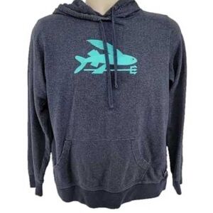 Patagonia Women's Flying Fish Pullover Hooded Blue Organic Cotton